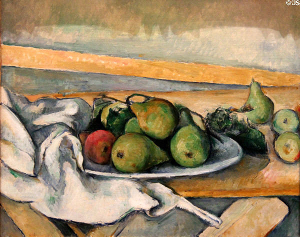 Still Life with Pears painting (1895-1900) by Paul Cézanne at Wallraf-Richartz Museum. Köln, Germany.