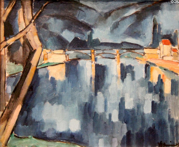 Bridge at Chatou painting (1908) by Maurice de Vlaminck at Wallraf-Richartz Museum. Köln, Germany.