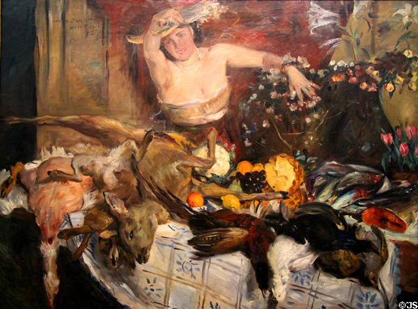 Large Still Life with Artist's Wife, Birthday Picture painting (1911) by Lovis Corinth at Wallraf-Richartz Museum. Köln, Germany.