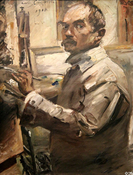 Self Portrait in White Smock painting (1918) by Lovis Corinth at Wallraf-Richartz Museum. Köln, Germany.