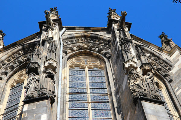 Statuary & gargoyles on Aachen Cathedral. Aachen, Germany.