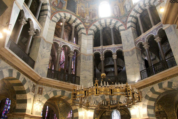 Interior of Palatine Chapel (796-805), initially chapel of Charlemagne's palace within Aachen Cathedral. Aachen, Germany.
