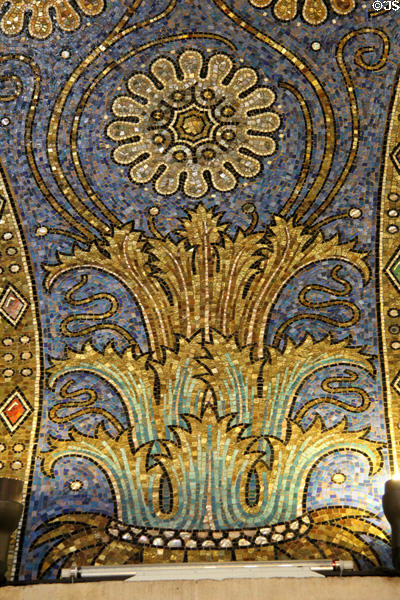 Detail of elaborate mosaic in Palatine Chapel at Aachen Cathedral. Aachen, Germany.