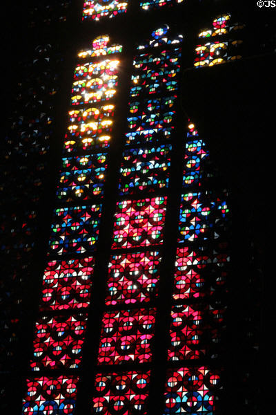 Modern stained glass at Aachen Cathedral. Aachen, Germany.