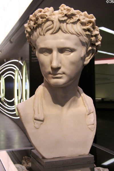 Bust of Roman Emperor Augustus (copy) (around Christ's birth) at New Aachen City Museum. Aachen, Germany.