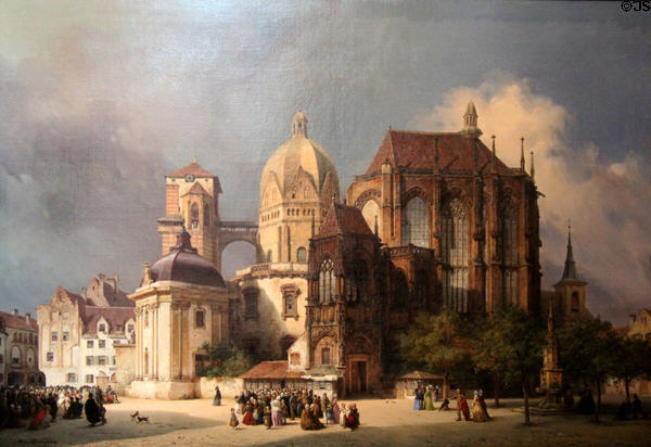 Aachen Cathedral at the Beginning of Restoration Work (1854) by Michael Neher at New Aachen City Museum. Aachen, Germany.