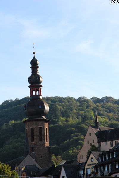 Steeple of St Martin's Catholic Church. Cochem, Germany.