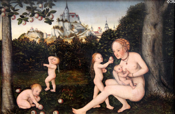Charity painting (c1537) by Lucas Cranach the Younger at Hamburg Fine Arts Museum. Hamburg, Germany.