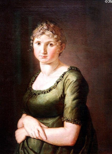 Wife of the Artist in Green Dress painting (1805) by Philipp Otto Runge at Hamburg Fine Arts Museum. Hamburg, Germany.
