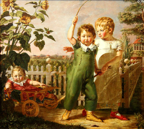 Hülsenbeckschen Children painting (1805-6) by Philipp Otto Runge at Hamburg Fine Arts Museum. Hamburg, Germany.