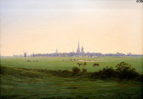 Meadows near Greifswald painting (1821-2) by Caspar David Friedrich at Hamburg Fine Arts Museum. Hamburg, Germany.