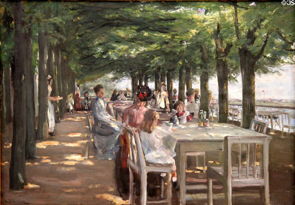 Patio of Restaurant Jacob in Nienstedten painting (1902) by Max Liebermann at Hamburg Fine Arts Museum. Hamburg, Germany.