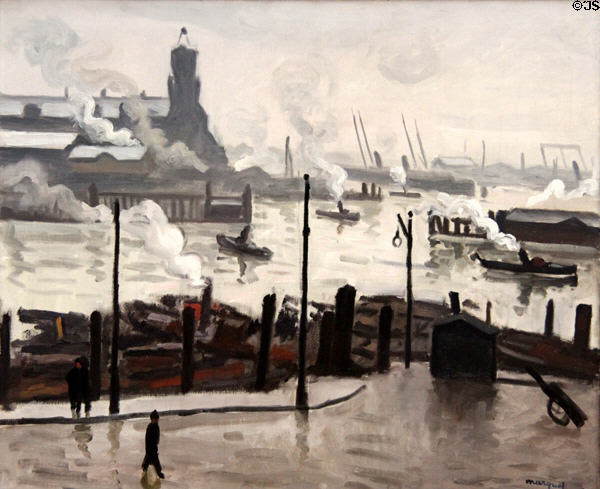 In Hamburg Harbor painting (1909) by Albert Marquet at Hamburg Fine Arts Museum. Hamburg, Germany.