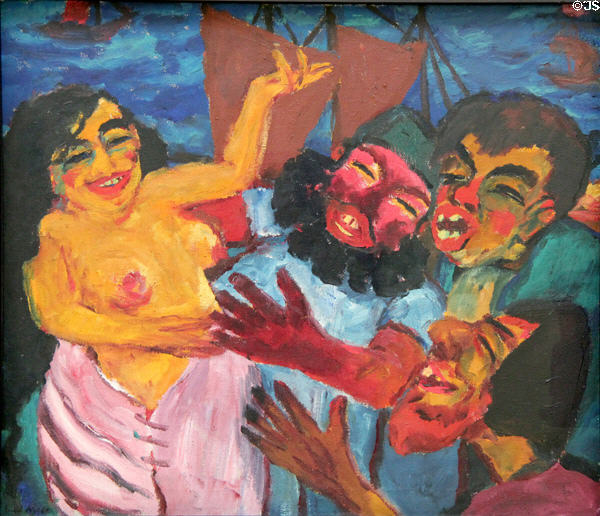 In Port of Alexandria painting from Saint Mary of Egypt Triptych (1912) by Emil Nolde at Hamburg Fine Arts Museum. Hamburg, Germany.