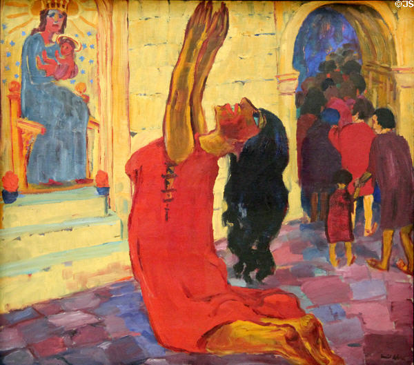 The Conversion painting from Saint Mary of Egypt Triptych (1912) by Emil Nolde at Hamburg Fine Arts Museum. Hamburg, Germany.