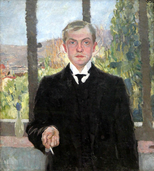 Self portrait in Florence (1907) by Max Beckmann at Hamburg Fine Arts Museum. Hamburg, Germany.