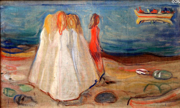 Girls on the Shore painting (1906-7) by Edvard Munch at Hamburg Fine Arts Museum. Hamburg, Germany.