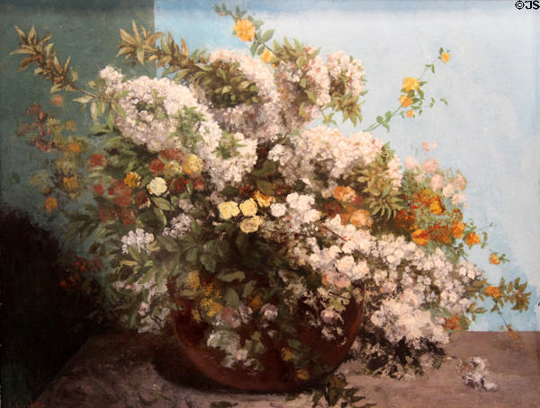 Flowering Branches & Flowers painting (1855) by Gustave Courbet at Hamburg Fine Arts Museum. Hamburg, Germany.