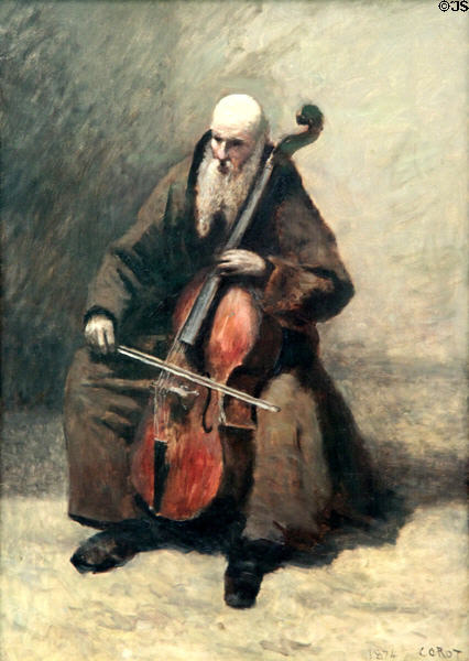 Monk painting (1874) by Jean-Baptiste-Camille Corot at Hamburg Fine Arts Museum. Hamburg, Germany.