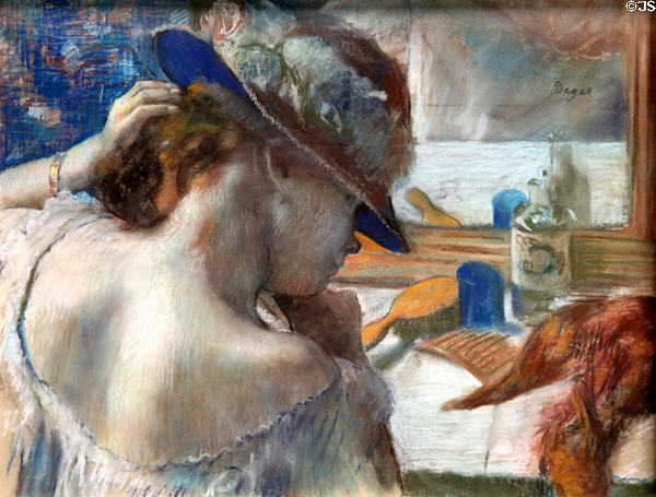 In Front of Mirror painting (c1889) by Edgar Degas at Hamburg Fine Arts Museum. Hamburg, Germany.