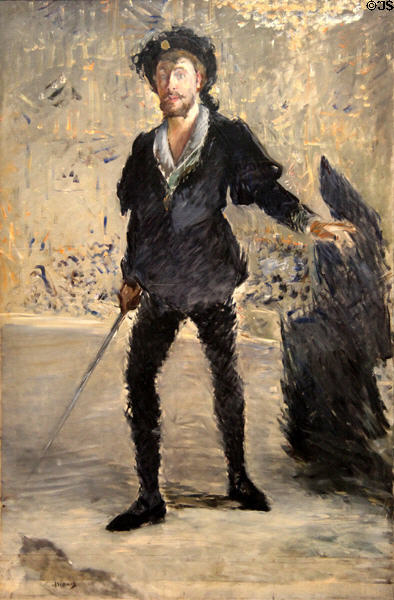 Jean-Baptiste Faure in Opera Hamlet by Ambroise Thomas painting (1875-7) by Edouard Manet at Hamburg Fine Arts Museum. Hamburg, Germany.