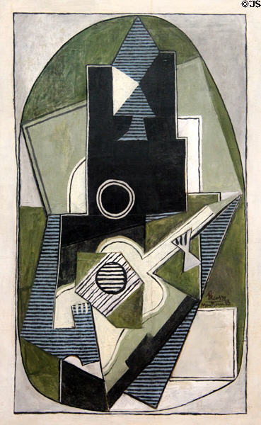 Man with Guitar painting (1918) by Pablo Picasso at Hamburg Fine Arts Museum. Hamburg, Germany.
