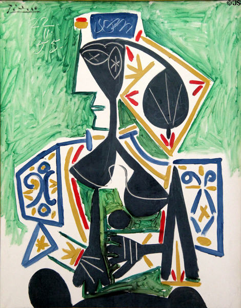 Seated Woman in Turkish Costume painting (1955) by Pablo Picasso at Hamburg Fine Arts Museum. Hamburg, Germany.