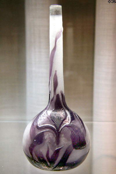 Vase with irises (c1900) by Emile Gallé at Hamburg Decorative Arts Museum. Hamburg, Germany.