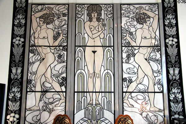 Three cartoons for windows (1913) for Hamburg School of Applied Arts by Carl Otto Czeschka (Austrian painter associated with the Wiener Werkstätte) at Hamburg Decorative Arts Museum. Hamburg, Germany.