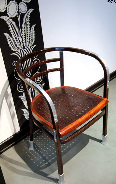 Armchair (1904) from Vienna postal savings office by Otto Wagner & made by Fa. Thonet of Vienna at Hamburg Decorative Arts Museum. Hamburg, Germany.