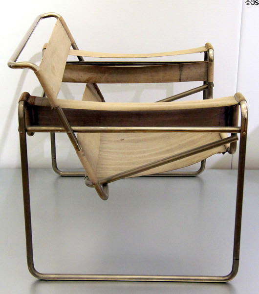 Club Armchair B3 "Wassily" (1927-8) by Marcel Breuer for Bauhaus at Hamburg Decorative Arts Museum. Hamburg, Germany.