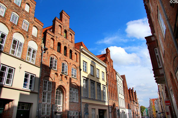 Streetscape along Glockengießerstraße. Lübeck, Germany.