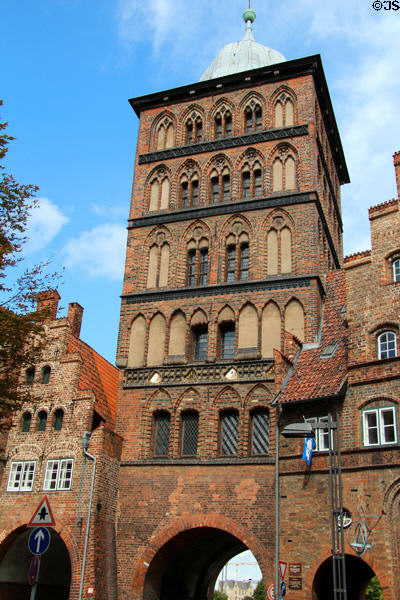 Burgtor (aka castle gate) (1444) one of two remaining city gates. Lübeck, Germany. Style: late Gothic. Architect: Nicolas Peck.