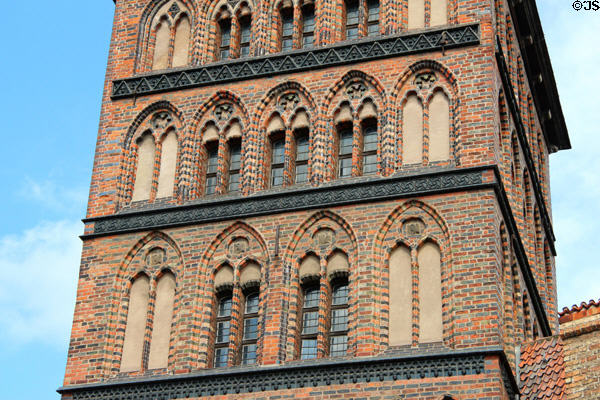 Late Gothic brickwork detail of Burgtor (1444). Lübeck, Germany.