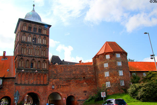 Burgtor seen from outside of city walls. Lübeck, Germany.