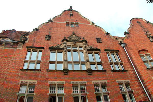 Ernestinen school facade (1904) (on Jakobikirch Square). Lübeck, Germany.