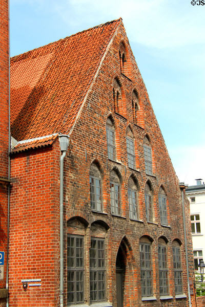 Brick building of Ernestinen school (on Jakobikirch Square). Lübeck, Germany.