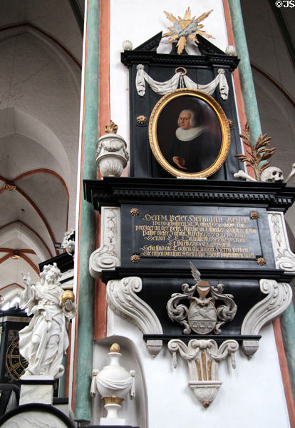 Baroque memorial (1788) at St Jacob's Church. Lübeck, Germany.