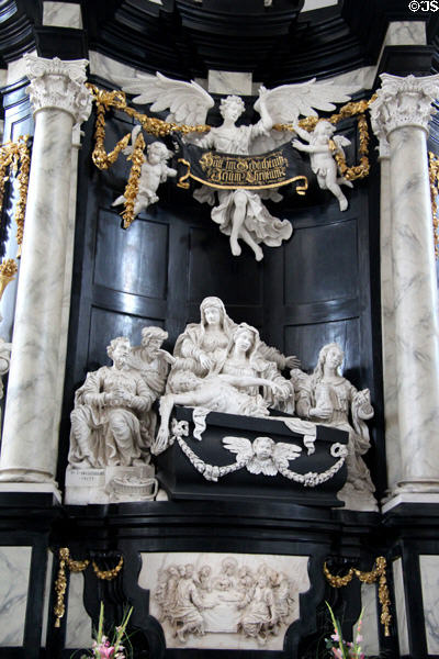 Baroque resurrection sculpture at St Jacob's Church. Lübeck, Germany.