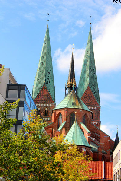 Spires of St Mary's Church. Lübeck, Germany.