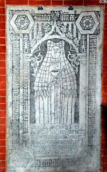 Tomb slab from Abbey of Holy Cross at Cultural History Museum. Rostock, Germany.