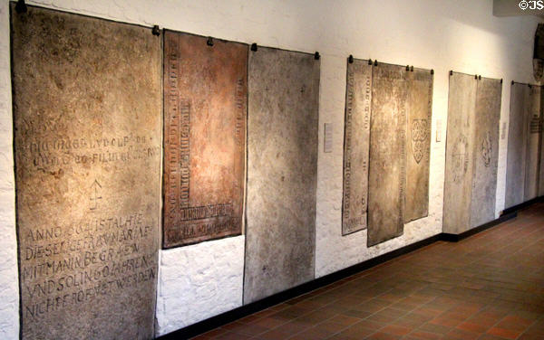 Tomb slabs from Abbey of Holy Cross at Cultural History Museum. Rostock, Germany.