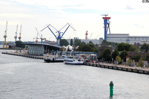 Harbor cranes at Rostock. Rostock, Germany.