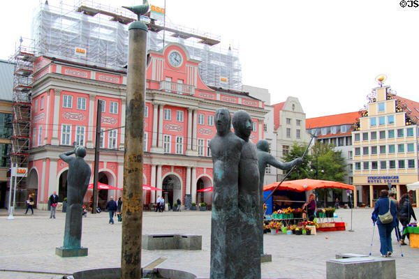 Sculpture group on Rostock Town Hall plaza. Rostock, Germany.