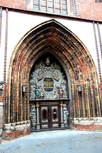 Gothic & Baroque entrance arch of St Nicholas' Church. Stralsund, Germany.