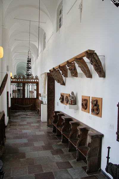 Gallery of Medieval Germanic wood carvings at Schleswig Holstein State Museum. Schleswig, Germany.