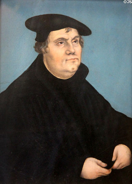 Martin Luther portrait (c1543) by Lucas Cranach the Elder at Schleswig Holstein State Museum. Schleswig, Germany.