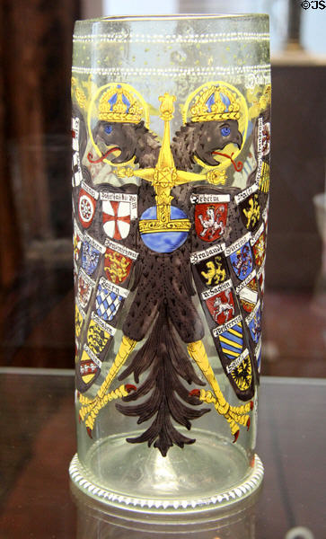 Glass imperial eagle humpen (1619) at Schleswig Holstein State Museum. Schleswig, Germany.