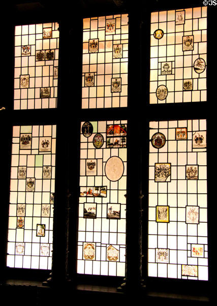 Stained glass from Lübeck dwelling wine tavern (1644) at Schleswig Holstein State Museum. Schleswig, Germany.