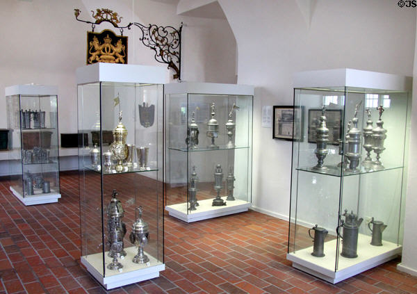 Collection of silver vessels (17th-19thC) by German smiths at Schleswig Holstein State Museum. Schleswig, Germany.